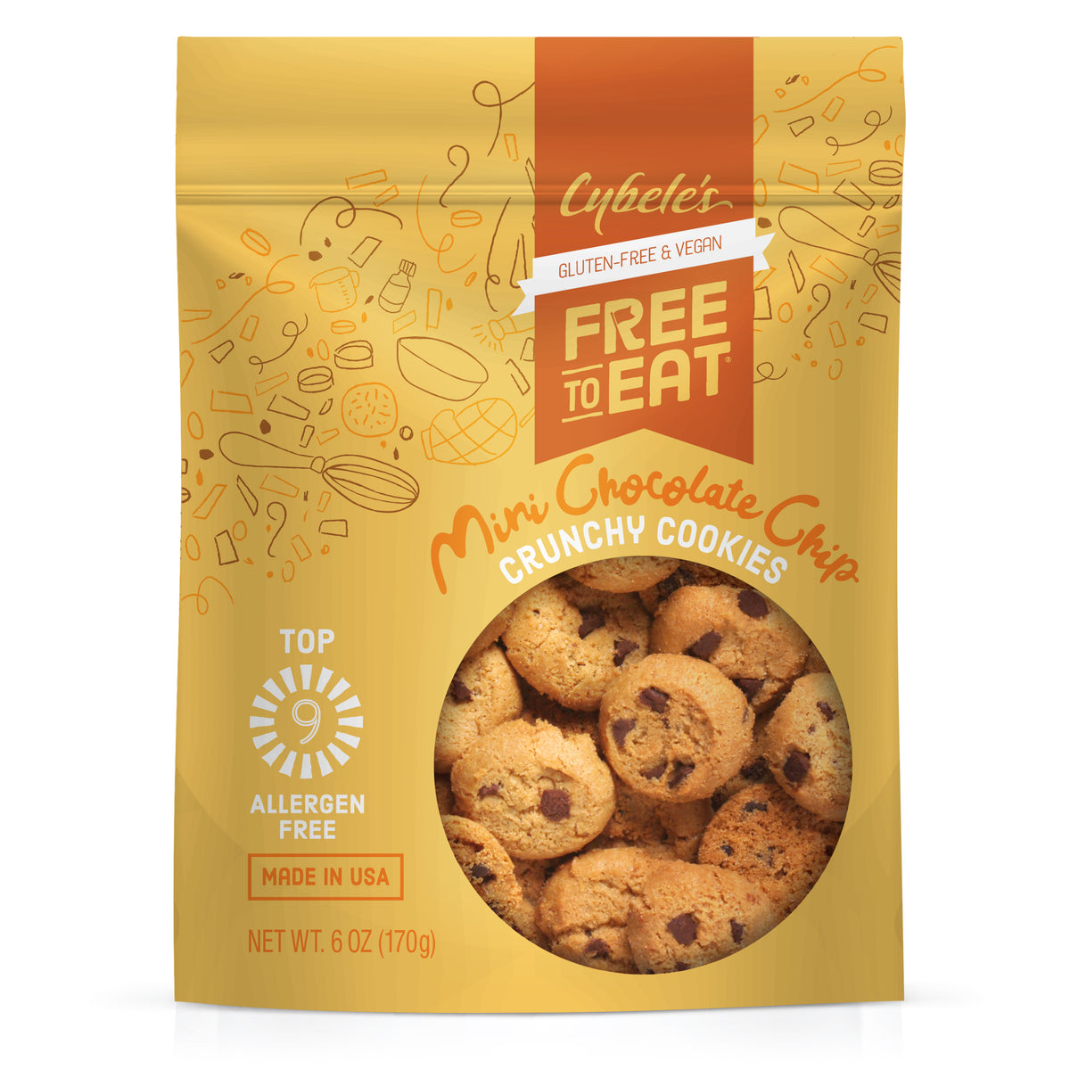 Chocolate Chip Mini Crunchy Cookies (6 Pack)