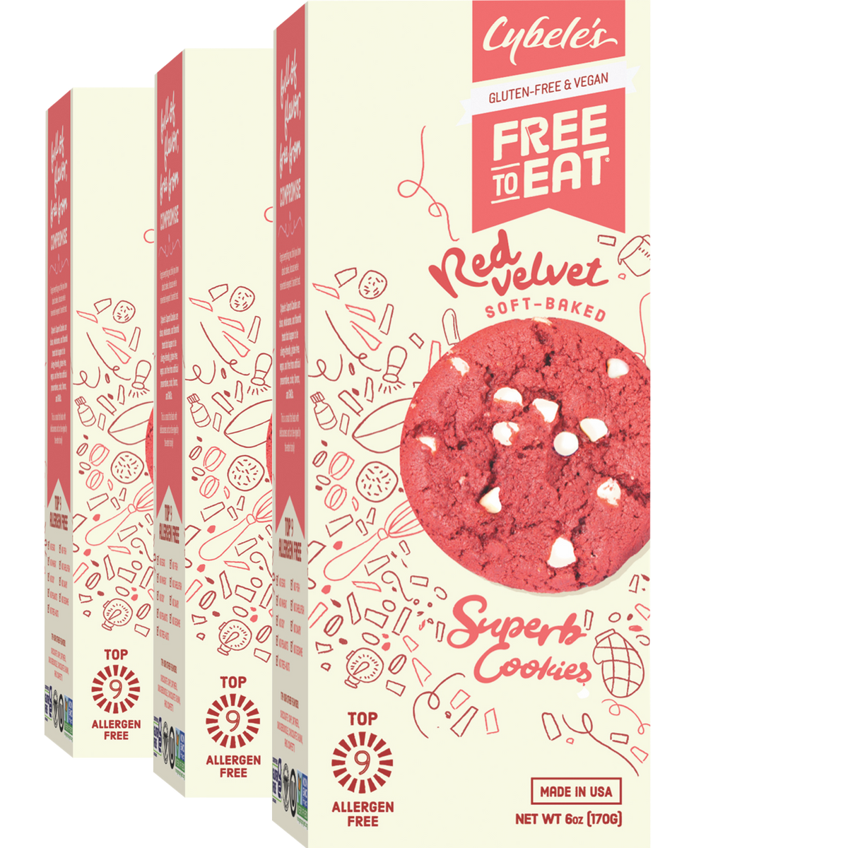 Red Velvet Soft Baked Cookies (6 Pack)